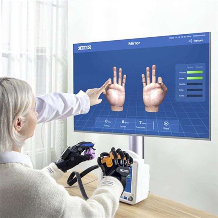 Handmassager beroerte herstelhandschoen